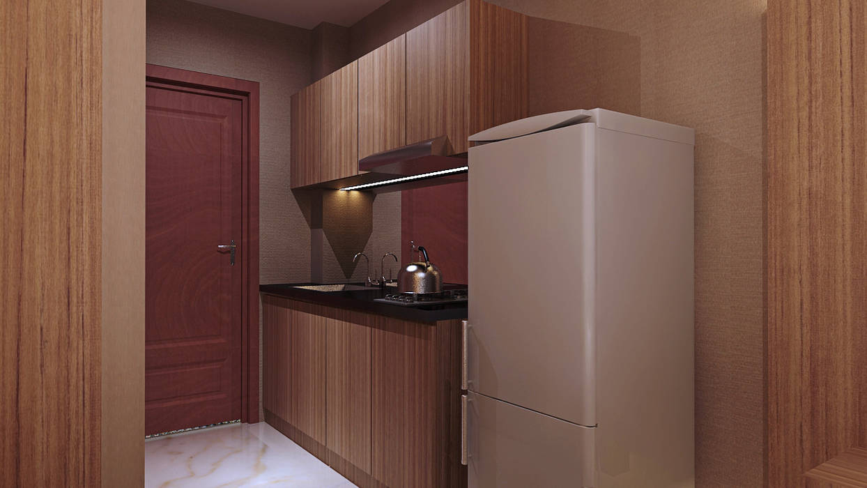 View Kitchen homify Dapur Modern Kayu Wood effect kitchen,cabinet,apartment,Cabinets & shelves