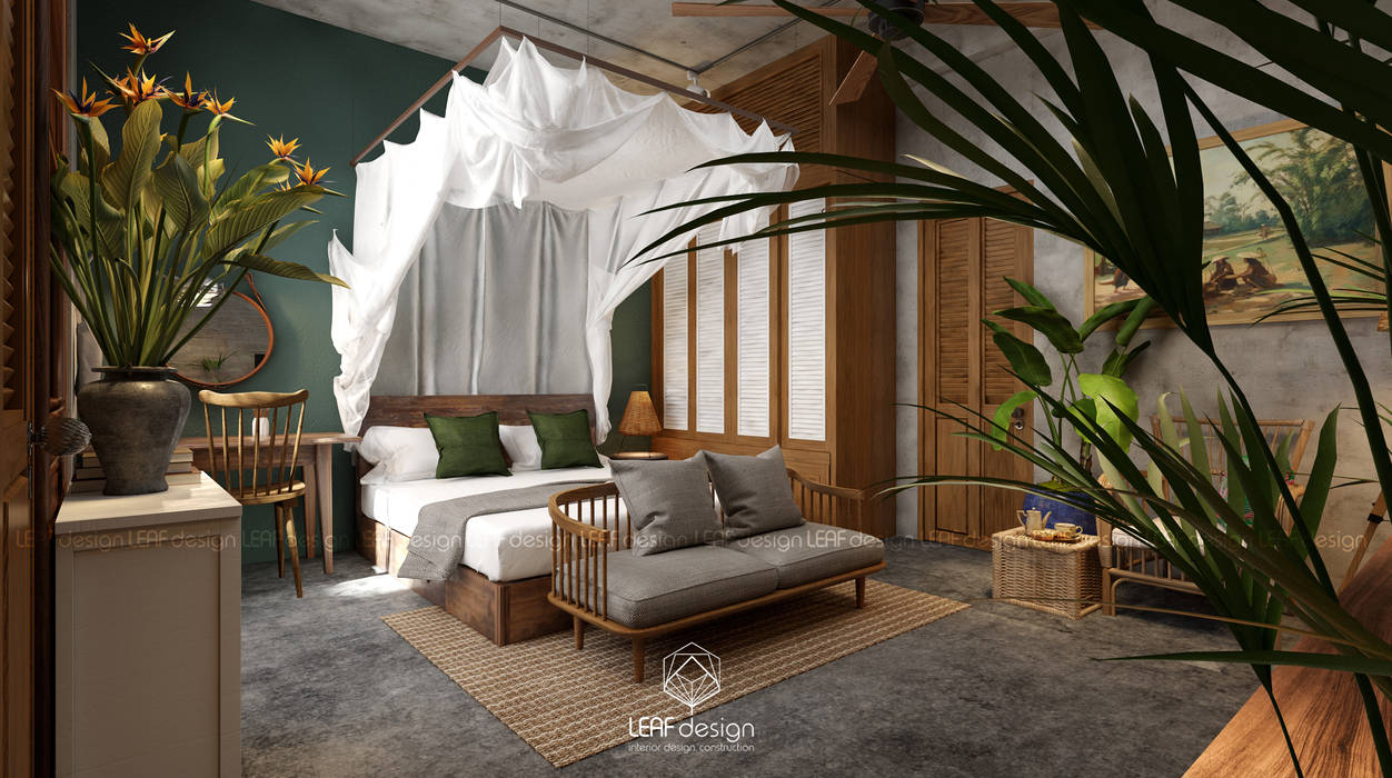 Cảm xúc Á Đông - Nhà phố Sài Gòn, LEAF Design LEAF Design Asian style bedroom