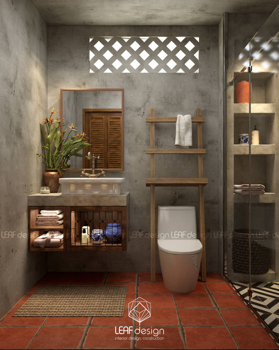 Cảm xúc Á Đông - Nhà phố Sài Gòn, LEAF Design LEAF Design Phòng tắm phong cách châu Á