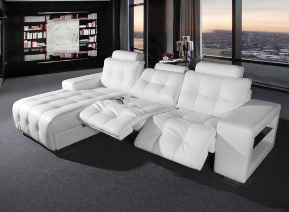 Sofá chaiselong com sistema relax Sofá-cama com sistema de relaxamento DNALOP http://www.intense-mobiliario.com/pt/sofas-relax/6719-sofa-relax-c-chaiselong-dnalop.html, Intense mobiliário e interiores Intense mobiliário e interiores Ruang Keluarga Modern Sofas & armchairs