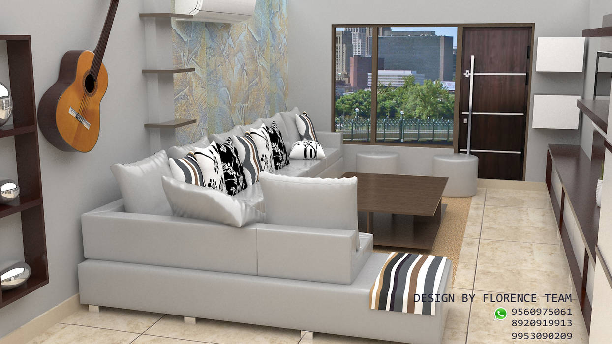 Living area design Florence Management Services Classic style living room Leather Grey Sofas & armchairs