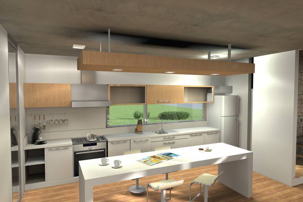 Cocina integrada al espacio principal - diseño y materiales modernos Arquitectura Bur Zurita Cocinas de estilo moderno