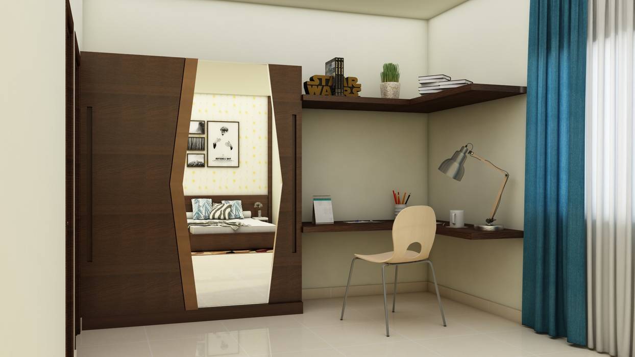 Guest Bedroom Wardrobe and study homify Modern style bedroom