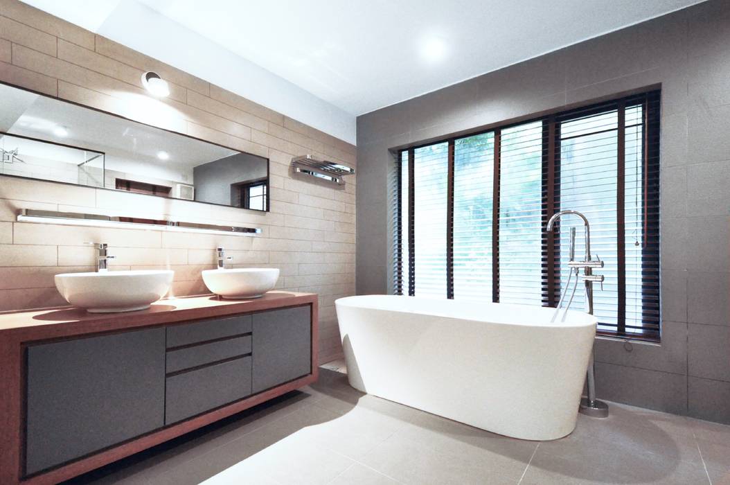 Master bathroom Nomad Office Architects 覓 見 建 築 設 計 工 作 室 Modern Bathroom Marble