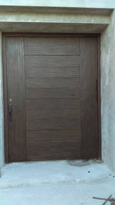 Puerta acabado imitación madera rustica, Herrería CHS Herrería CHS Rustic style doors Metal Doors