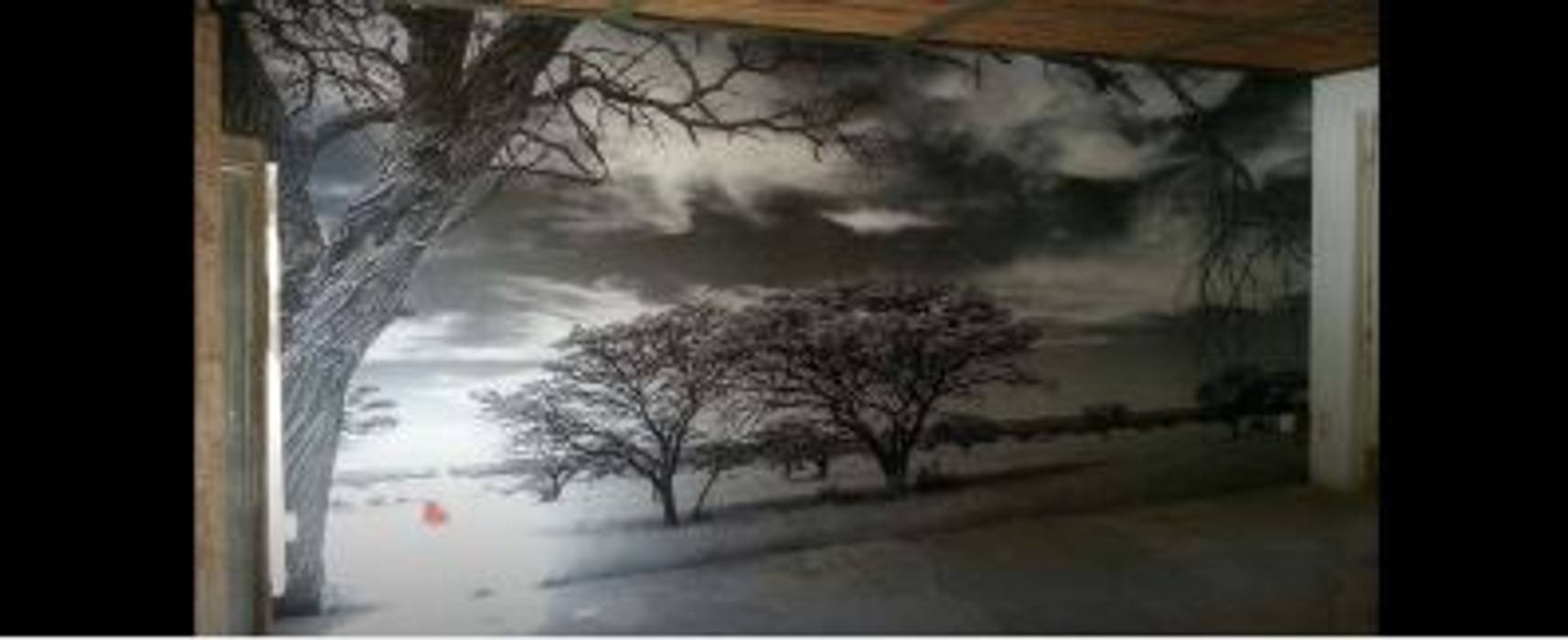 B & W Landscape photography printed onto wallpaper Custom Art Framing (Pty) ltd Modern Study Room and Home Office