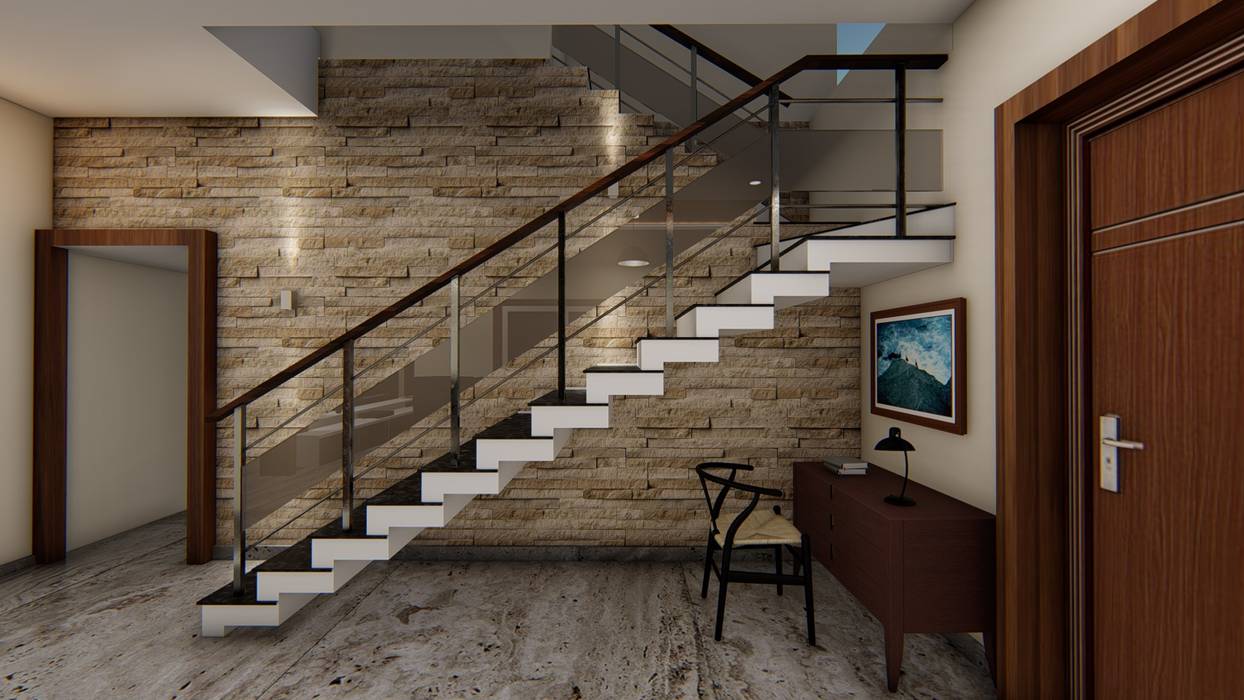 Staircase Design With Wall Cladding Modern By Cfolios