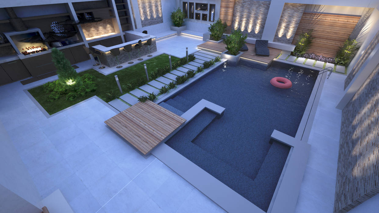 Landscape Design for Private Villa, TK Designs TK Designs Garden Pool Ceramic