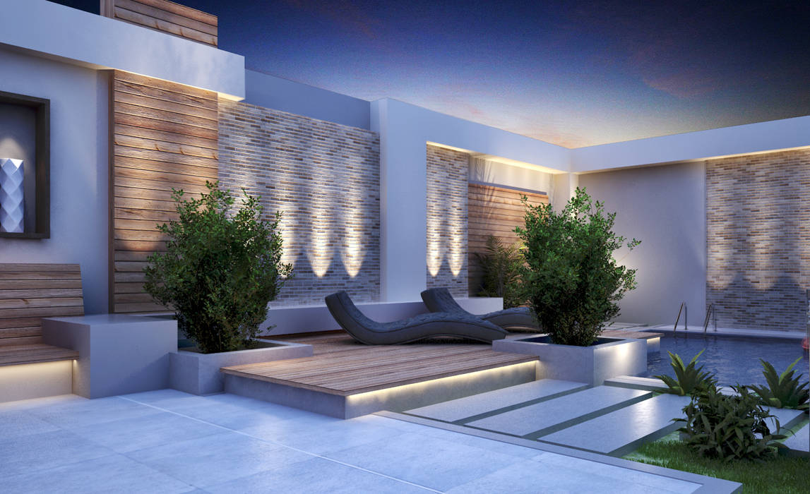 Landscape Design for Private Villa, TK Designs TK Designs Jardines con piedras Ladrillos