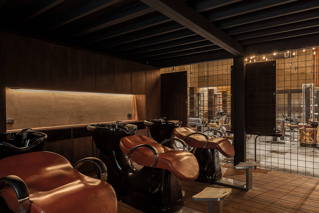 復古風格的洗髮台 漢玥室內設計 商业空间 大理石 復古,沙龍,商業空間