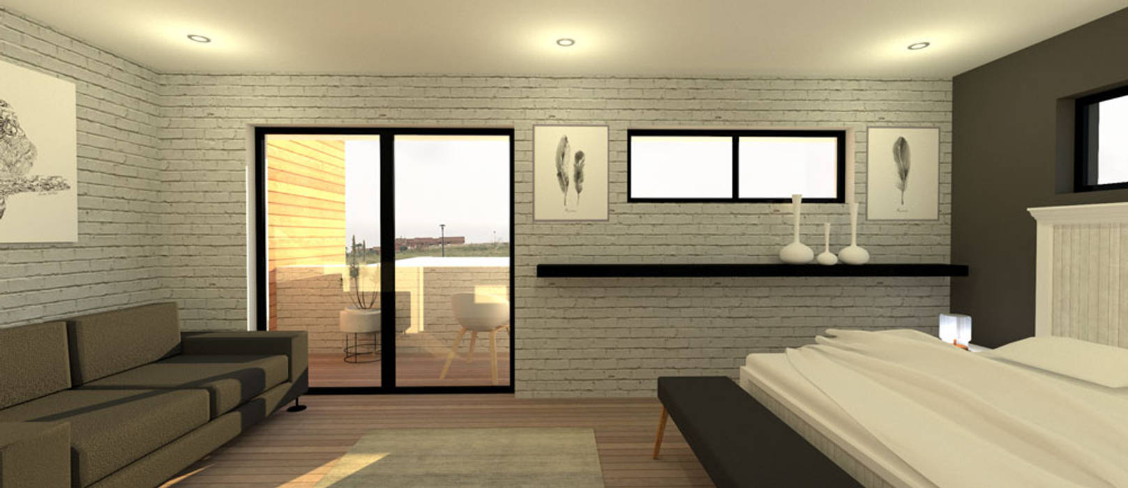 Bedroom A4AC Architects Modern style bedroom Bricks