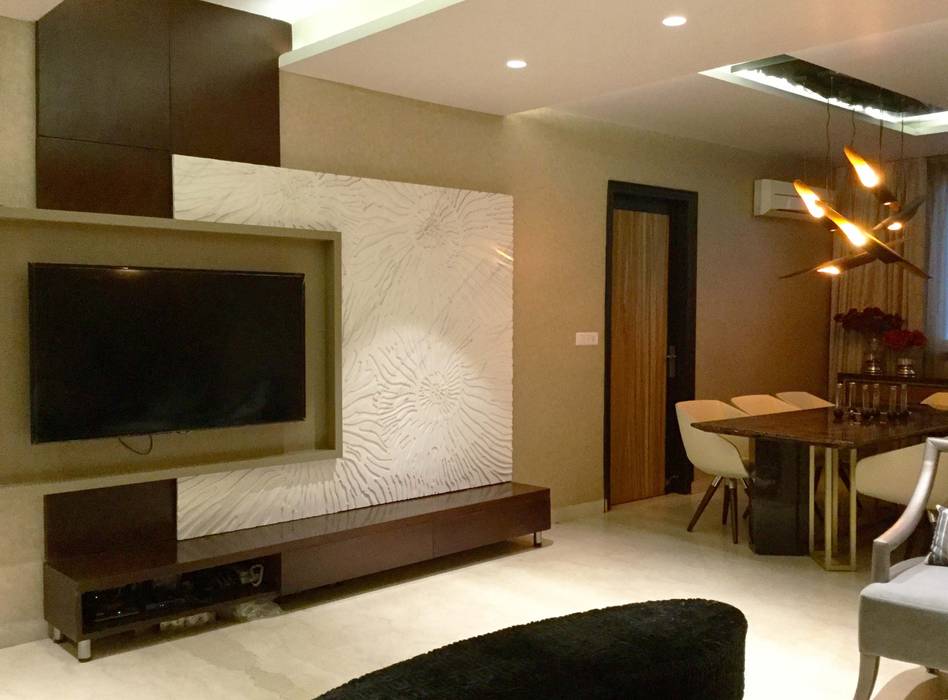 Residence Design, Bhera Enclave, H5 Interior Design H5 Interior Design Eclectic style media room Marble