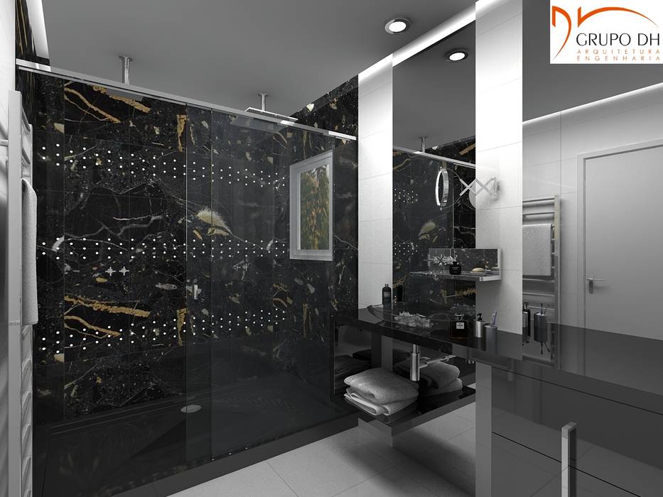 Banheiro masculino, Grupo DH arquitetura Grupo DH arquitetura Modern style bathrooms Bathtubs & showers