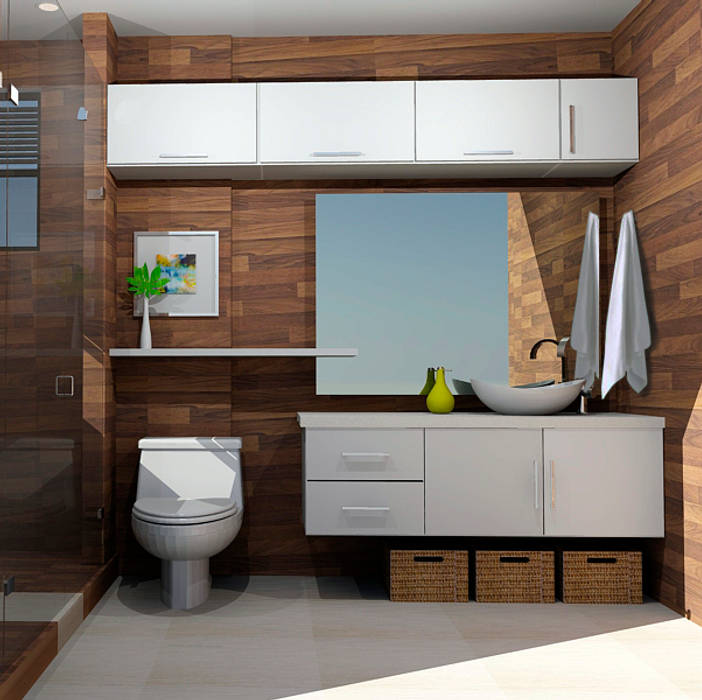 propuesta baño Omar Interior Designer Empresa de Diseño Interior, remodelacion, Cocinas integrales, Decoración Baños de estilo moderno Cerámico baños modernos