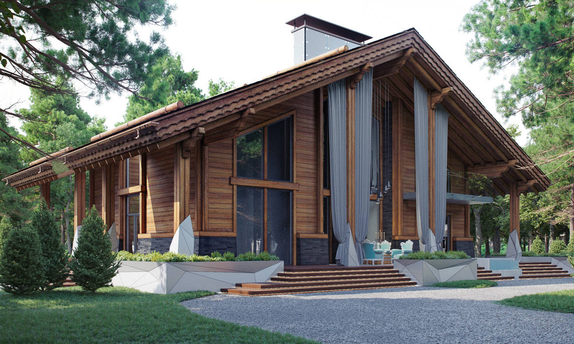 Частный дом в стиле шале: Дома в . Автор – Архитектурное бюро 'Шумливый и Партнеры'