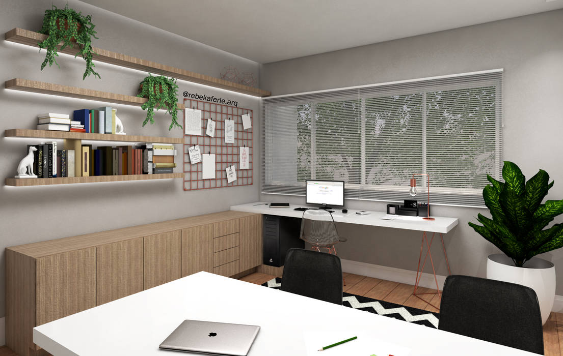 Home Office, Rebeka Ferle Maske Rebeka Ferle Maske Ruang Studi/Kantor Modern MDF