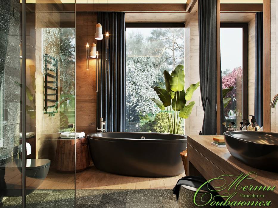 Спальня DE CHALET HOUSE: Ванные комнаты в . Автор – Компания архитекторов Латышевых 'Мечты сбываются'