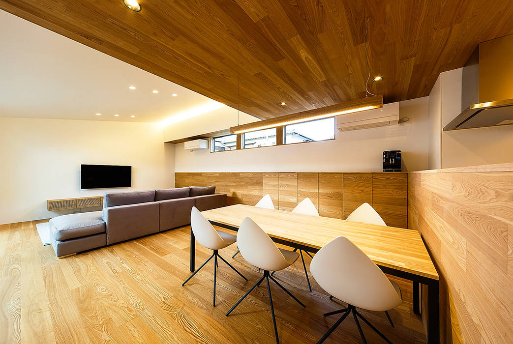 haus-flow, 一級建築士事務所haus 一級建築士事務所haus Scandinavian style dining room Wood Wood effect