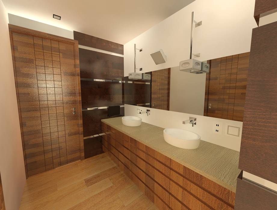 Diseño 3D lavabos recamara principal CESAR MONCADA SALAZAR (L2M ARQUITECTOS S DE RL DE CV) Baños modernos