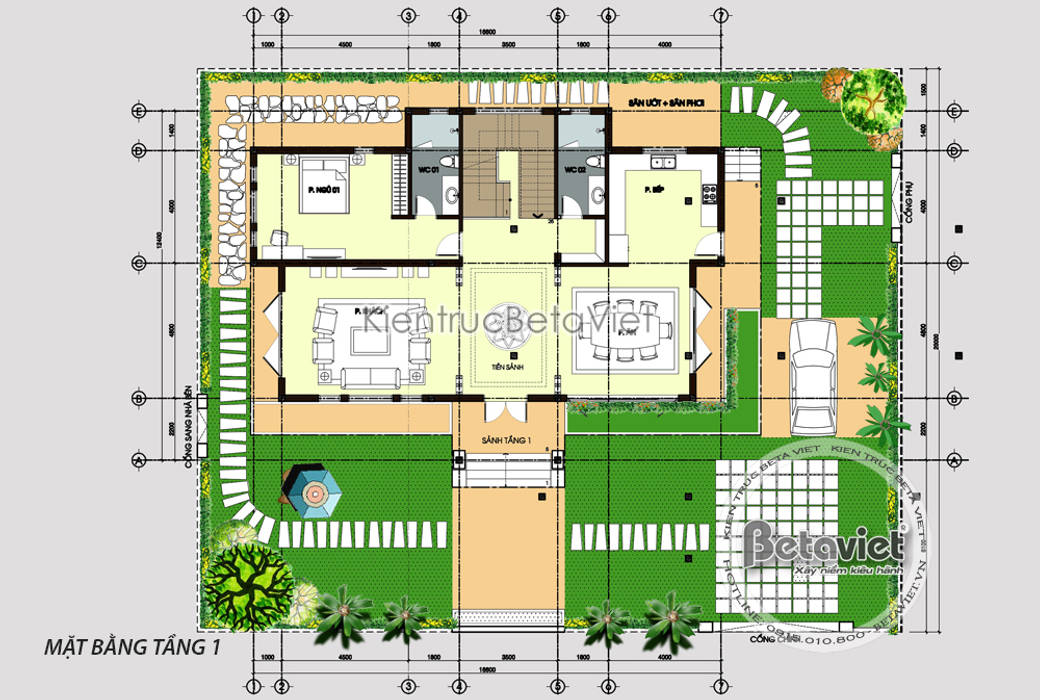 Mặt tiền mẫu thiết kế biệt thự nhà đẹp 2 tầng Hiện đại ( CĐT: Ông Luận - Mỹ Đức) KT18019 Công Ty CP Kiến Trúc và Xây Dựng Betaviet