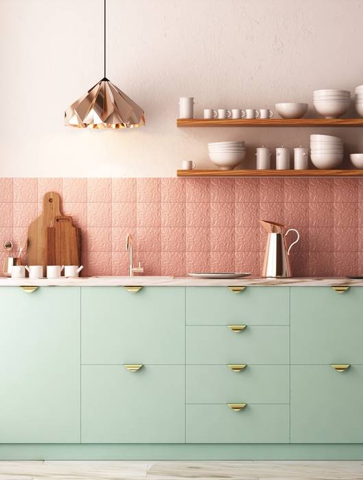 Mint and Copper Finish Kitchen Rebel Designs Kitchen units Plywood
