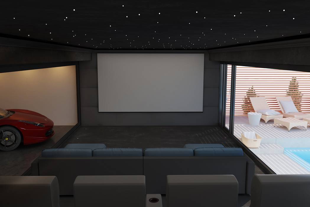 Home Cinema Room in Knutsford, Cheshire Custom Controls أجهزة إلكترونية home cinema,hometheater,media room,garden cinema,outdoor cinema,garden room