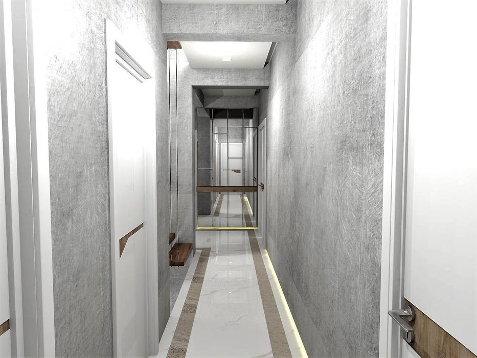 Modern Villa, Murat Aksel Architecture Murat Aksel Architecture Modern Corridor, Hallway and Staircase Concrete