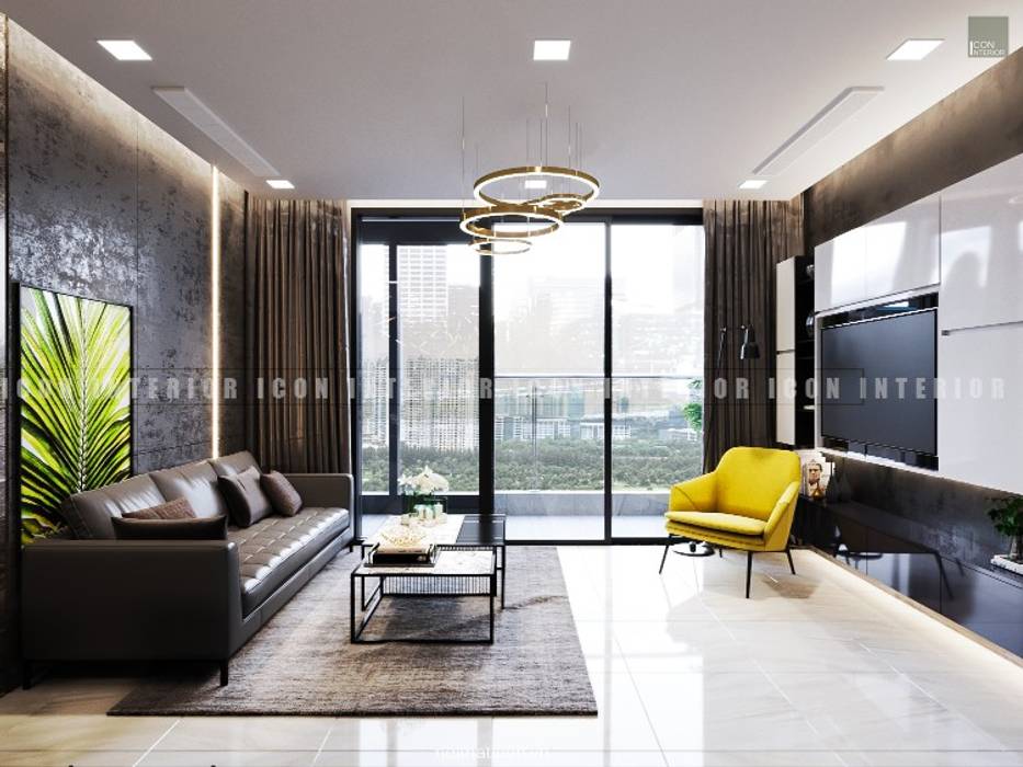 Nội thất căn hộ Vinhomes Golden River - Tòa Aqua, ICON INTERIOR ICON INTERIOR Phòng khách thiết kế nội thất