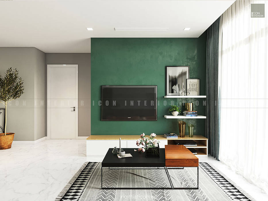 Nội thất căn hộ Vinhomes Ba Son - ICON INTERIOR, ICON INTERIOR ICON INTERIOR Scandinavian style living room