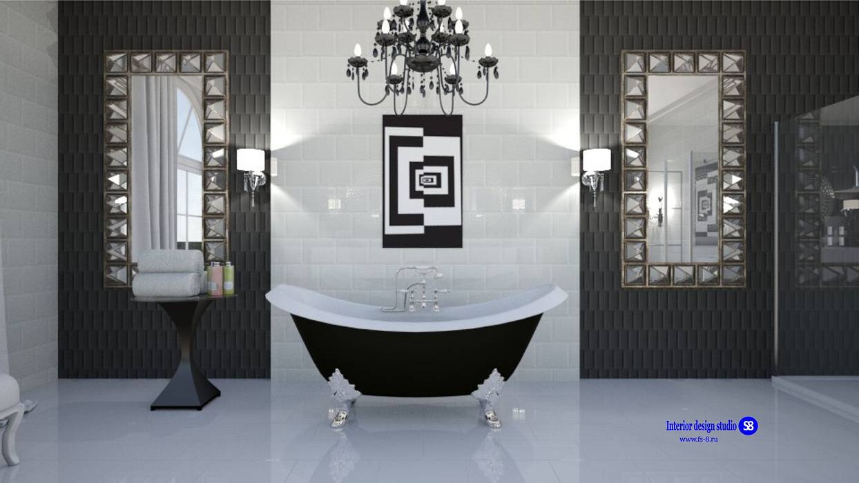 Bathroom in art deco style, "Design studio S-8" 'Design studio S-8' クラシックスタイルの お風呂・バスルーム