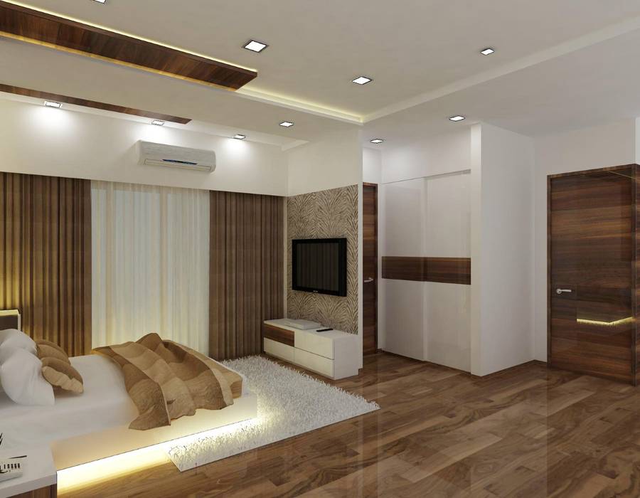 2 BHK at Mumbai, A Design Studio A Design Studio Modern style bedroom Wood Wood effect