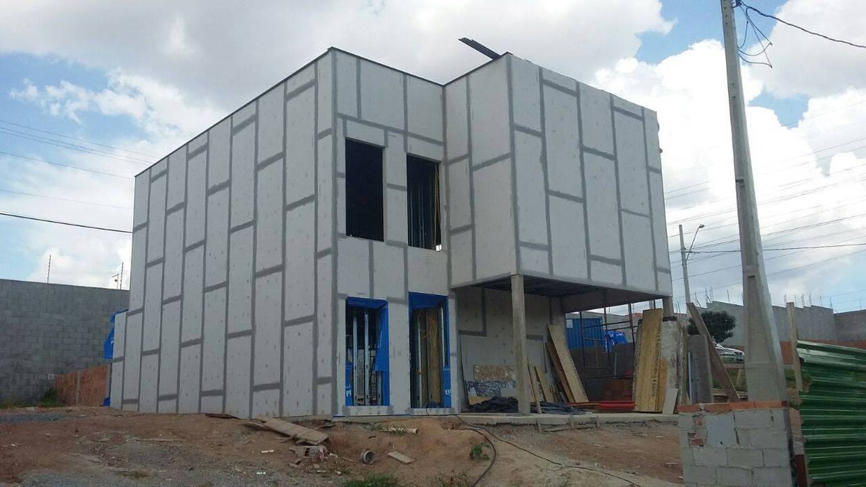 Exterior Chapeamento Placa Cimenticia Casas Modernas Por Engenharia Expressa Moderno Ferro Aco Homify