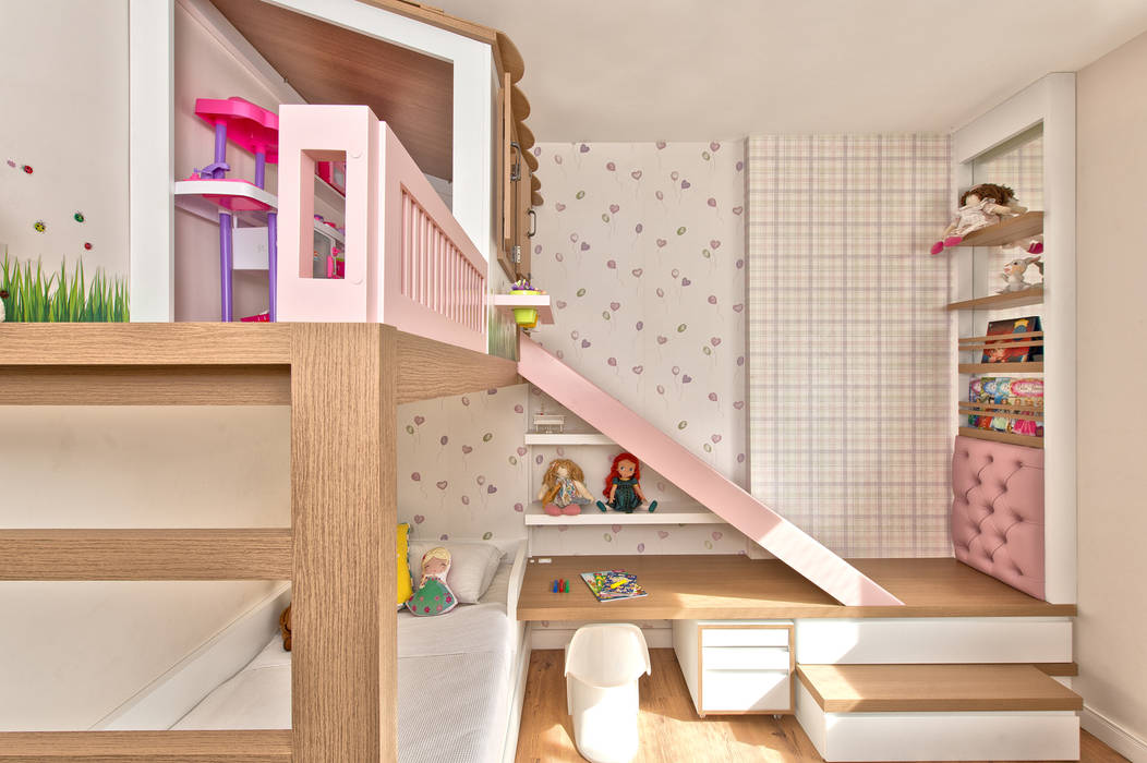 Quarto infantil com escorregador, Espaço do Traço arquitetura Espaço do Traço arquitetura Kamar tidur anak perempuan