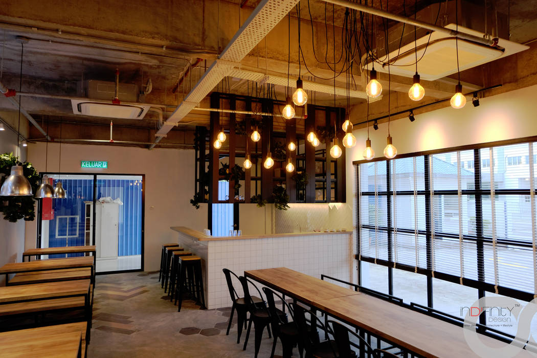 Eco Rustic . Office Cafeteria, inDfinity Design (M) SDN BHD inDfinity Design (M) SDN BHD Gewerbeflächen Gastronomie