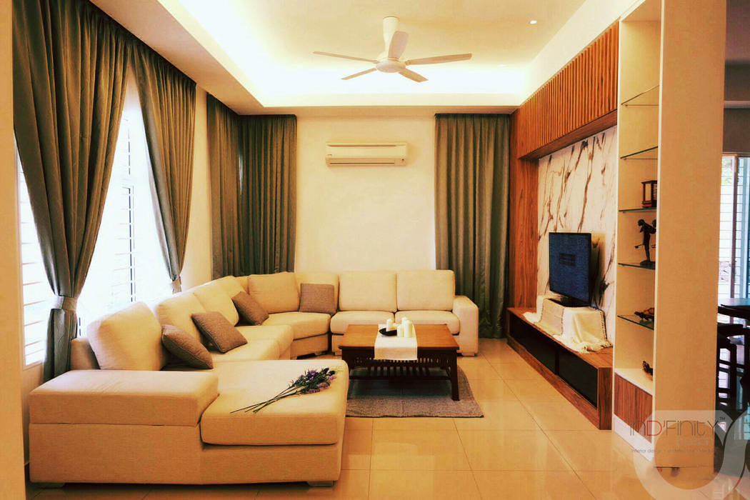 Contemporary Tropical 3 Story Semi D Tropical Style Living Room