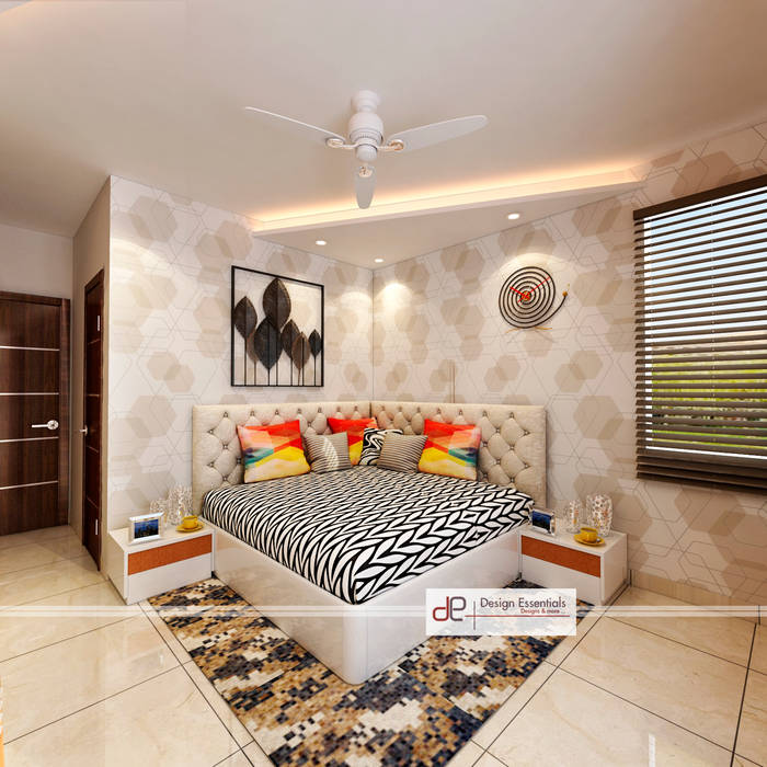 DDA flat at Vasant Kunj, Design Essentials Design Essentials Kamar Tidur Minimalis