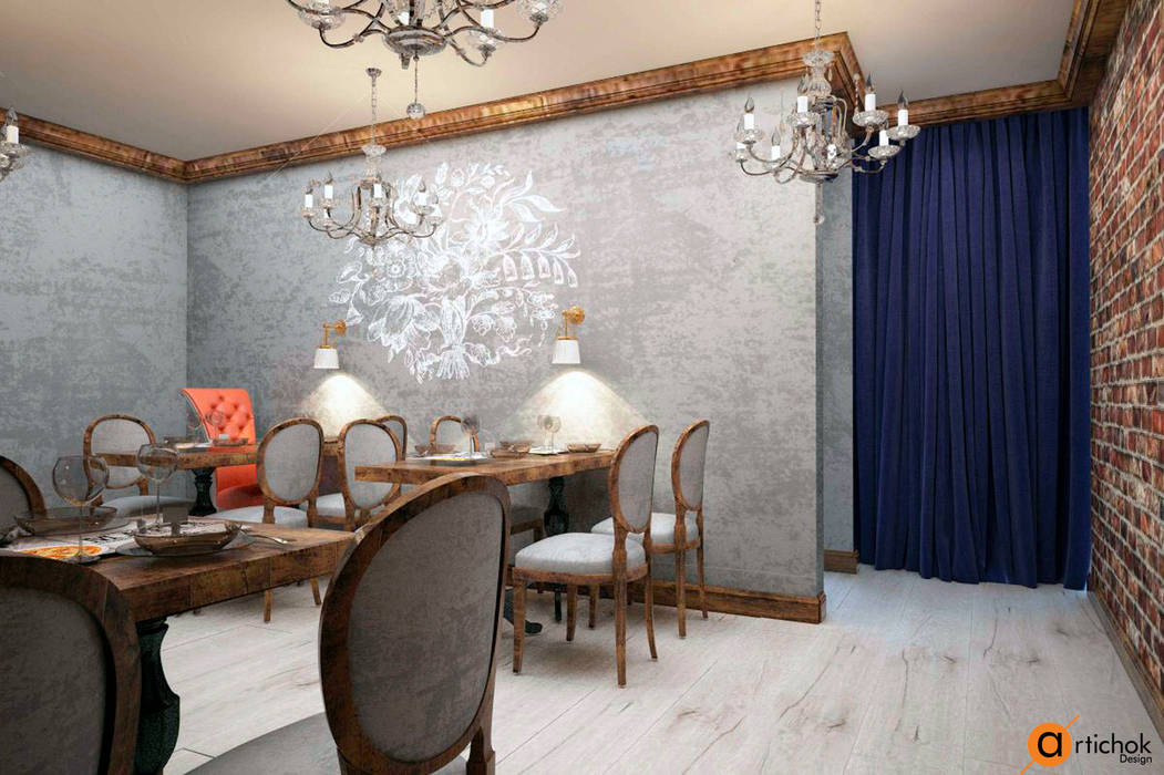 Стены с росписью - интерьер ресторана Artichok Design Коммерческие помещения Коммерческие помещения