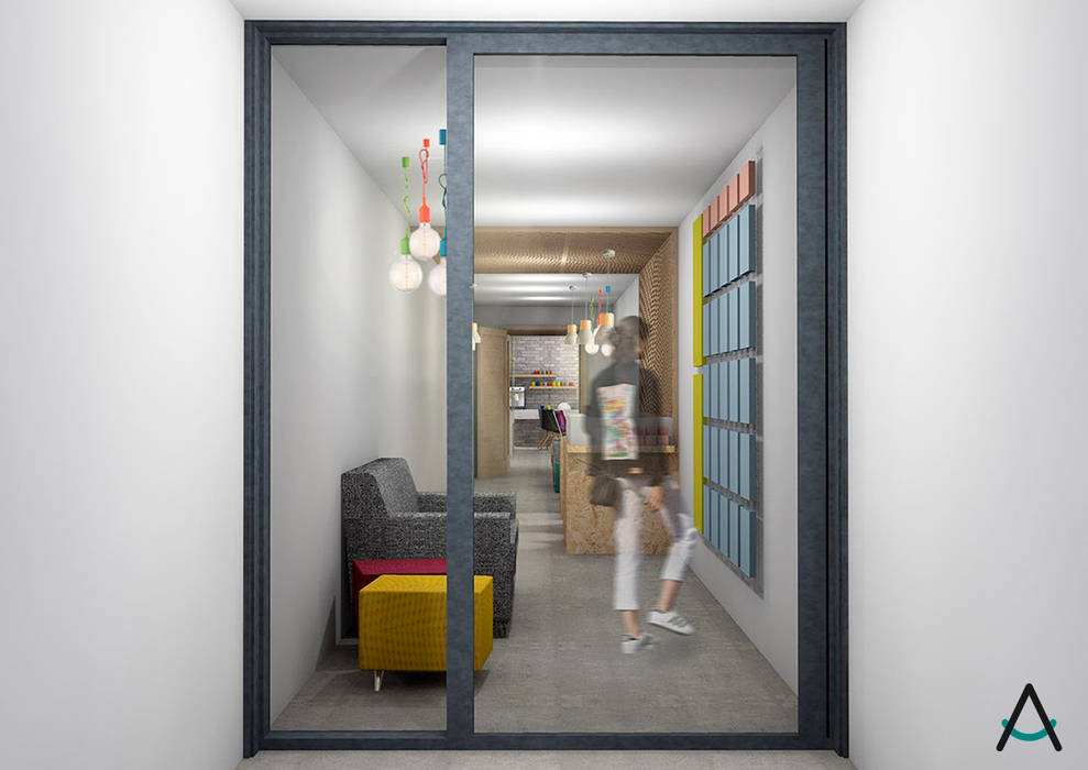 Proyecto de reforma e interiorismo en una escuela de baile en Barcelona por Estudi Aura, Estudi Aura, decoradores y diseñadores de interiores en Barcelona Estudi Aura, decoradores y diseñadores de interiores en Barcelona Commercial spaces Schools