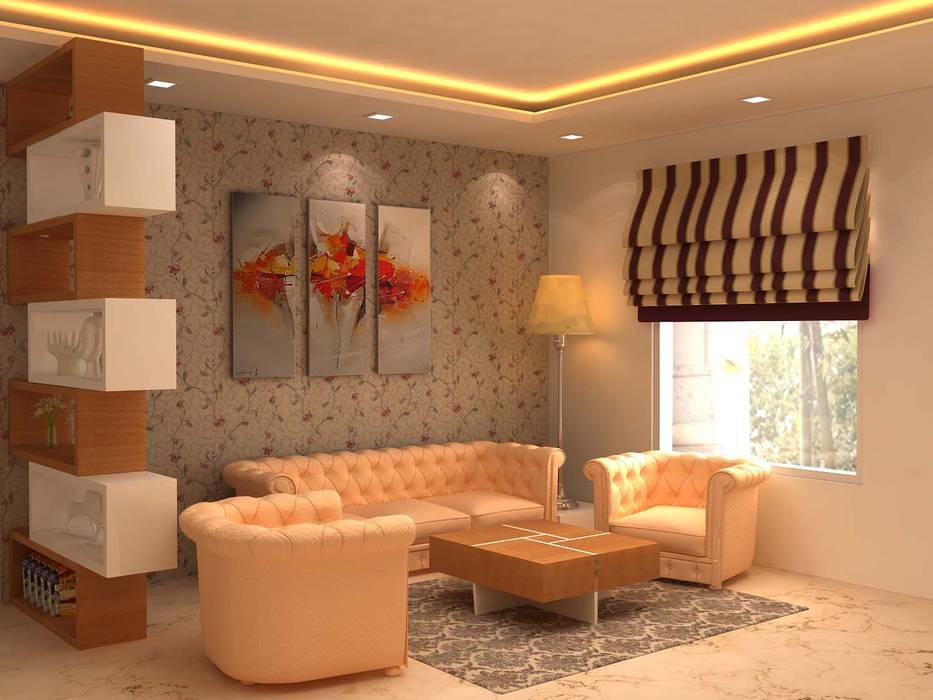 3BHK,Manish Nagar, Nagpur, Form & Function Form & Function Modern Living Room