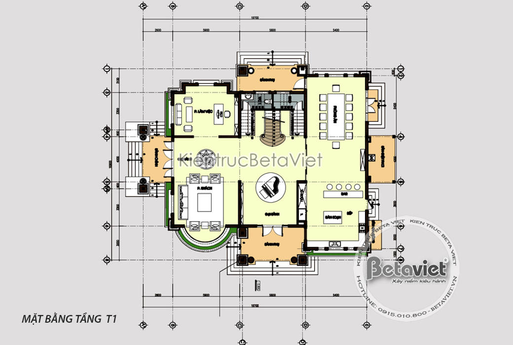 Thiết kế biệt thự 2 tầng kiểu Pháp theo phong cách Tân cổ điển ( CĐT: Bà Long - Hồ Chí Minh) KT17094, Công Ty CP Kiến Trúc và Xây Dựng Betaviet Công Ty CP Kiến Trúc và Xây Dựng Betaviet