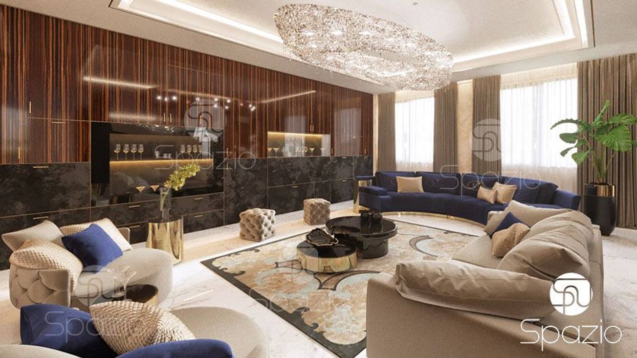 Modern Luxury Interior Design for a Living room. Spazio Interior Decoration LLC 现代客厅設計點子、靈感 & 圖片 實木 Multicolored