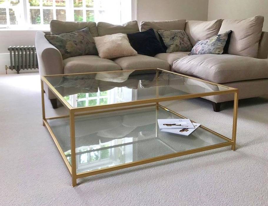 Metal and Glass Coffee Table, Andrew McQueen Andrew McQueen Modern living room Metal Amber/Gold