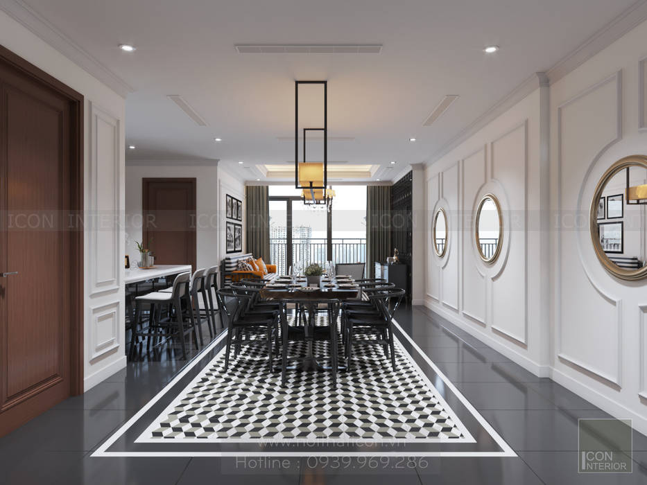 ​Thiết kế nội thất Vinhomes Central Park - Phong cách Đông Dương, ICON INTERIOR ICON INTERIOR Phòng ăn phong cách châu Á