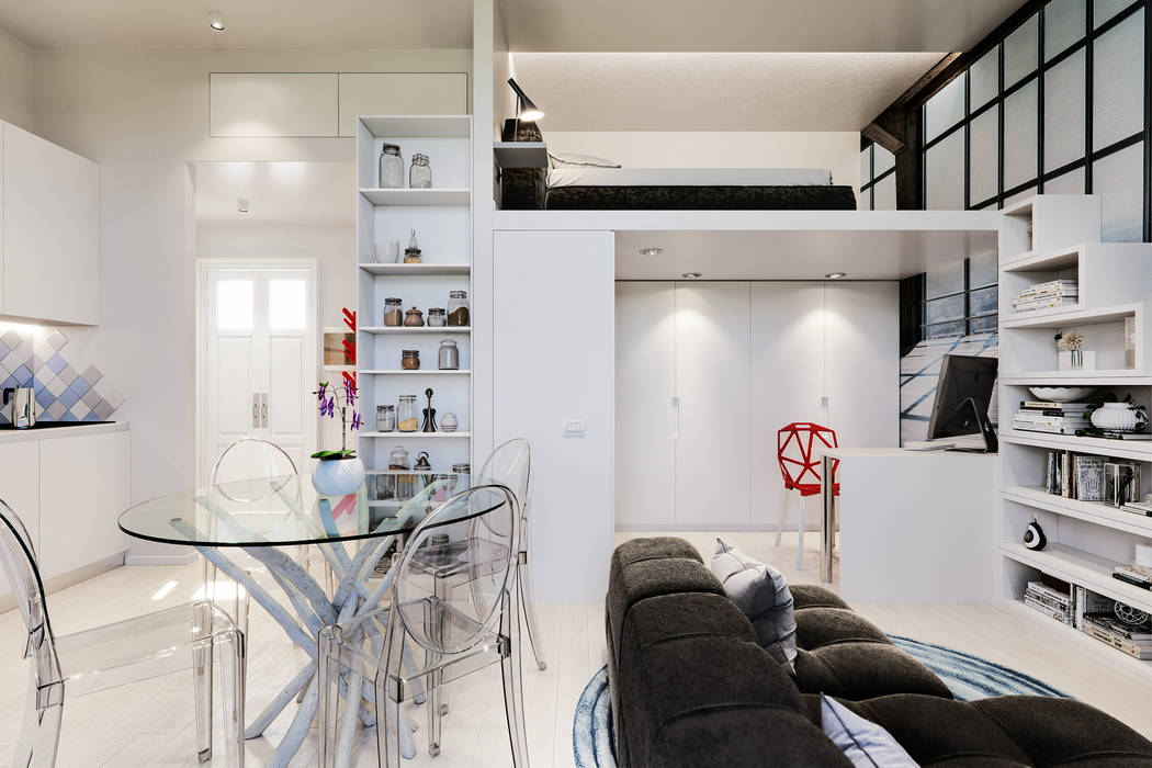 Un monolocale per studenti, Annalisa Carli Annalisa Carli Modern living room Wood-Plastic Composite