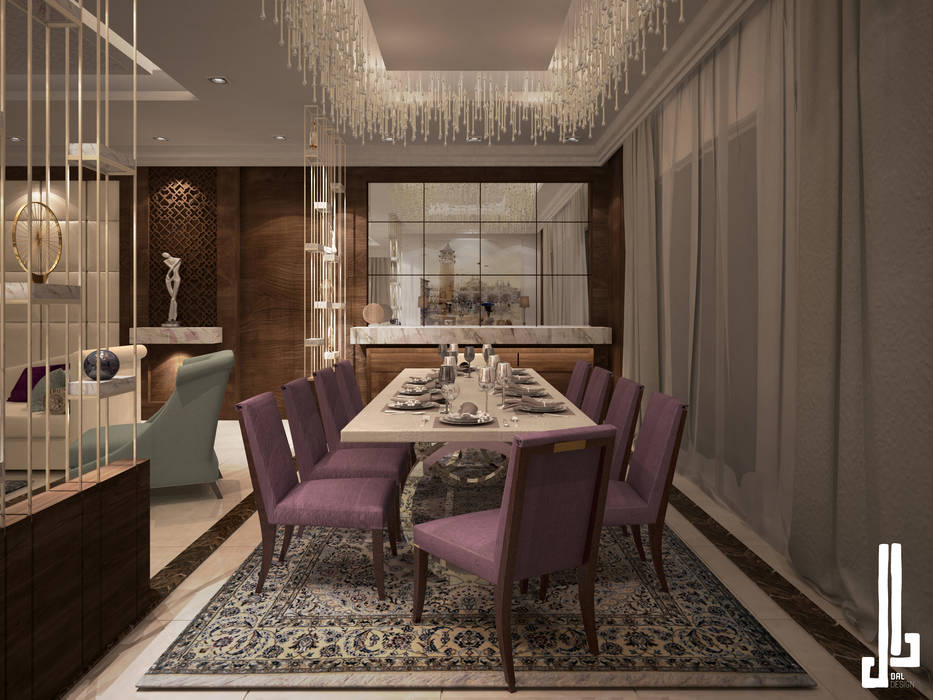 Dining room in private villa dal design office غرفة السفرة