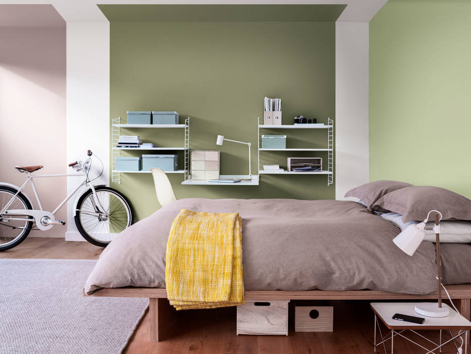 The Playful Bedroom Dulux UK Kamar Tidur Modern green,blush pink,bedroom,dulux,paint,colour,pale green,nature,hues,kids room,rose,colour of the year