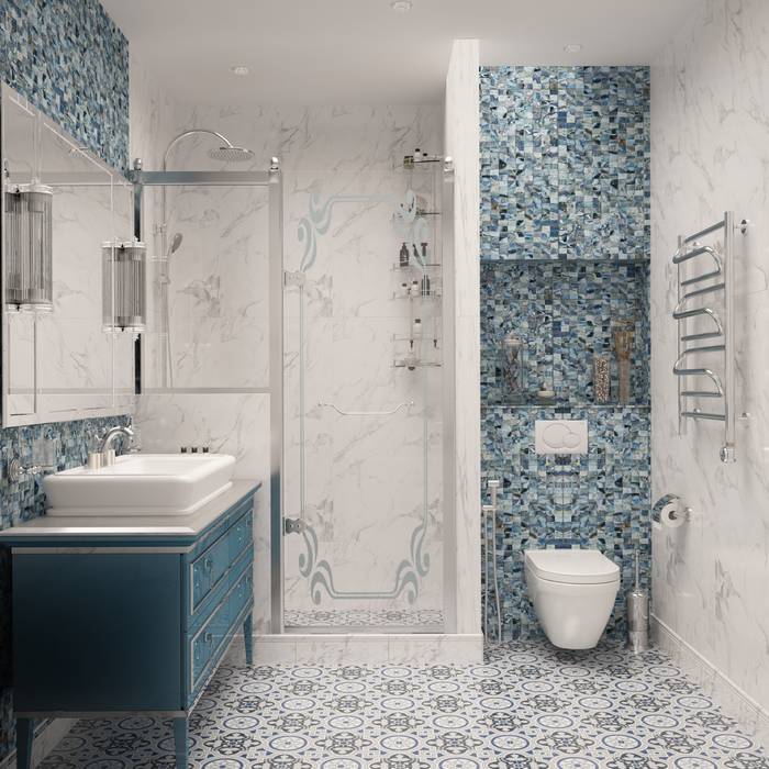 Квартира 66 кв.м, owndesign owndesign Phòng tắm phong cách chiết trung