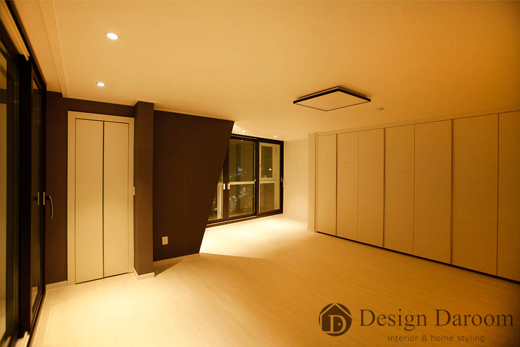 광장동 현대홈타운 12차 55평형 안방 Design Daroom 디자인다룸 모던스타일 미디어 룸
