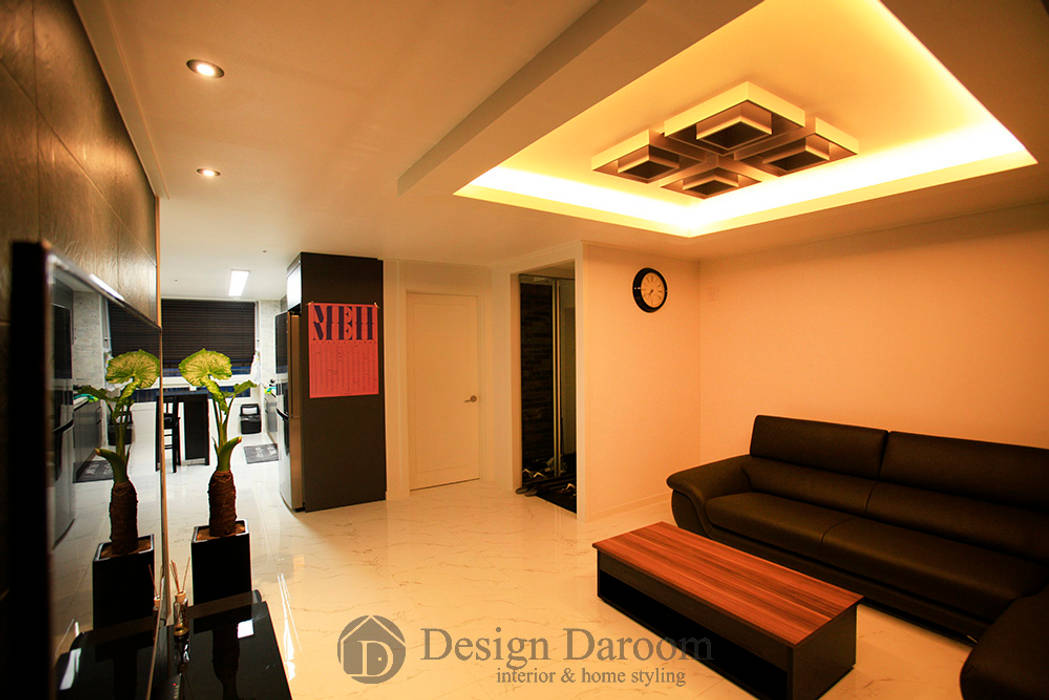 암사동 한강포스파크 아파트 거실 Design Daroom 디자인다룸 러스틱스타일 거실