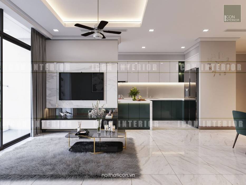 Thiết kế nội thất cao cấp dành cho căn hộ Vinhomes Central Park, ICON INTERIOR ICON INTERIOR Phòng khách